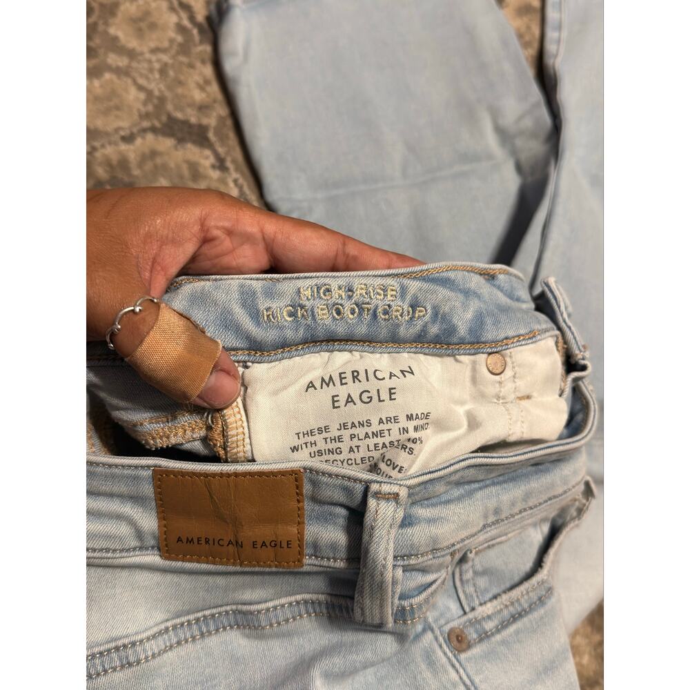 American Eagle High Rise Kick Boot Crop Jeans Light Wash Women’s Size 4 R Denim - Picture 4 of 8